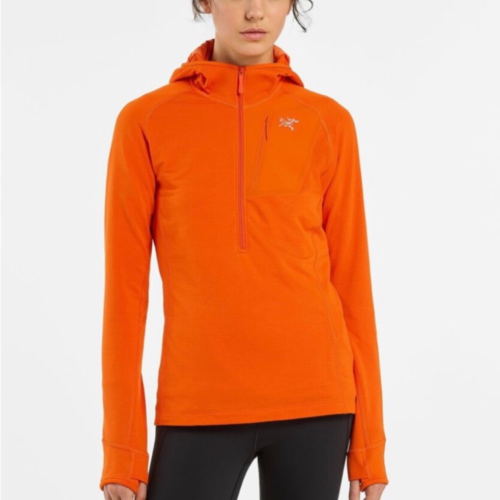 🛑SOLD🛑Arc'teryx DELTA 1/2 zip Orange Polartec Hoodie Pullover